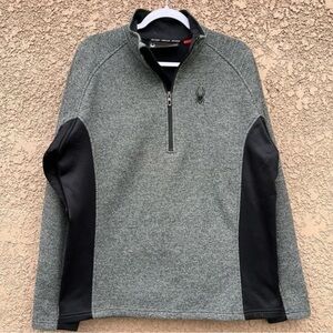 Spyder Sweater Men’s Outbound 1/2 Zip Pullover Top L Gray‎ Black Athleisure Ski